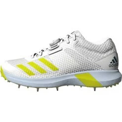 Adipower Vector Mid Spiked Cricket Shoe Yellow -Sports Ball Store Adidas Cricket Vector Mid Cricket Shoes 2021 Yellow Side