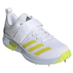Vector Spiked Cricket Shoe Yellow -Sports Ball Store Adidas Vector Cricket Bowling Shoe with Strap 2022 angled
