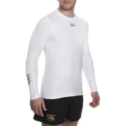 Canterbury Thermoreg Long Sleeve Base Layer Top -Sports Ball Store Canterbury Thermoreg Baselayer White Worn