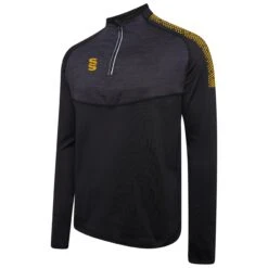 Dual 1/4 Zip Midlayer Performance Top -Sports Ball Store DU013 Black Amber scaled 1