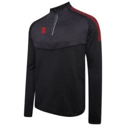 Dual 1/4 Zip Midlayer Performance Top -Sports Ball Store DU013 Black Red scaled 1