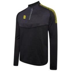 Dual 1/4 Zip Midlayer Performance Top -Sports Ball Store DU013 Black Yellow scaled 1