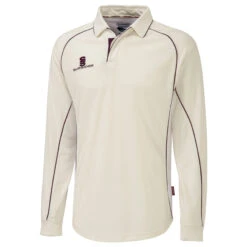 Surridge Premier Cricket Shirt Long Sleeve -Sports Ball Store PREM LS MAROON scaled 1