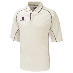 Premier Cricket Shirt 3/4 Sleeve -Sports Ball Store PREM SS MAROON scaled 1