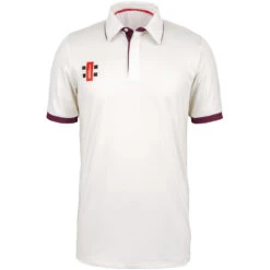 Pro Performance Cricket Shirt Short Sleeve -Sports Ball Store Pro Performance Short Sleeve Maroon Trim 1