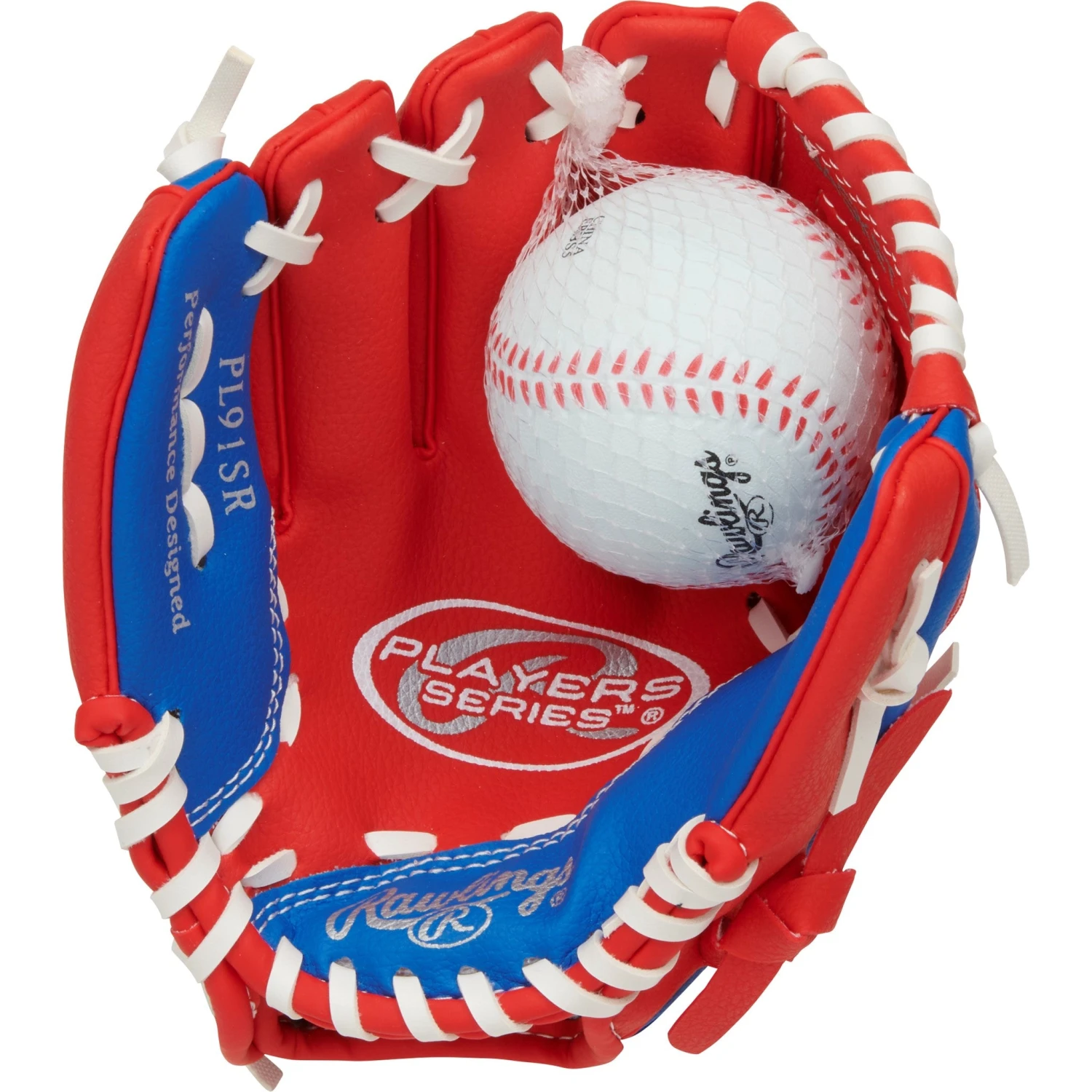 Rawlings Players (PL91SR) 9" Youth Baseball Glove With Baseball 4 Rawlings Players (PL91SR) 9" Youth Baseball Glove With Baseball - Image 2