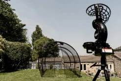 Speed Buddy Automatic Cricket Bowling Machine Feeder -Sports Ball Store Speed Buddy and Net half open